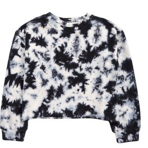 Treasure & Bond | Crop Pullover | Girls L (10/12) | Black Tie Dye